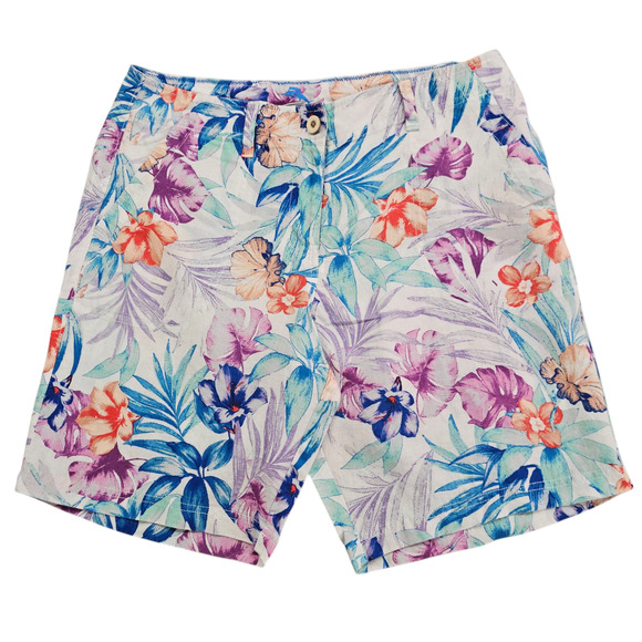 Tommy Bahama Shorts Womens Size 10 Linen Multicolor Tropical Floral Hawaiian - Picture 1 of 11